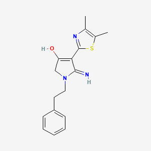 molecular formula C17H19N3OS B3732038 5-amino-4-(4,5-dimethyl-1,3-thiazol-2-yl)-1-(2-phenylethyl)-1,2-dihydro-3H-pyrrol-3-one 