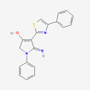 molecular formula C19H15N3OS B3732048 5-amino-1-phenyl-4-(4-phenyl-1,3-thiazol-2-yl)-1,2-dihydro-3H-pyrrol-3-one 