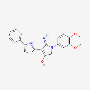 molecular formula C21H17N3O3S B3732050 5-amino-1-(2,3-dihydro-1,4-benzodioxin-6-yl)-4-(4-phenyl-1,3-thiazol-2-yl)-1,2-dihydro-3H-pyrrol-3-one 