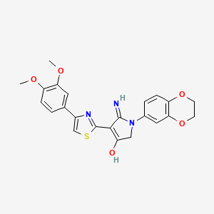 molecular formula C23H21N3O5S B3732052 5-amino-1-(2,3-dihydro-1,4-benzodioxin-6-yl)-4-[4-(3,4-dimethoxyphenyl)-1,3-thiazol-2-yl]-1,2-dihydro-3H-pyrrol-3-one 