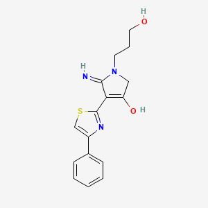 molecular formula C16H17N3O2S B3732058 5-amino-1-(3-hydroxypropyl)-4-(4-phenyl-1,3-thiazol-2-yl)-1,2-dihydro-3H-pyrrol-3-one 