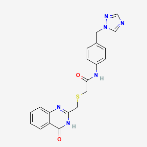molecular formula C20H18N6O2S B3732100 2-{[(4-oxo-3,4-dihydro-2-quinazolinyl)methyl]thio}-N-[4-(1H-1,2,4-triazol-1-ylmethyl)phenyl]acetamide 