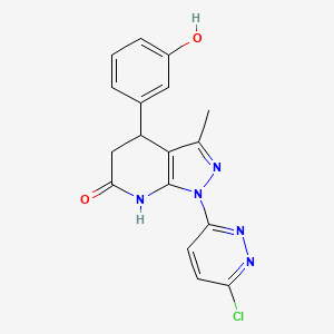 molecular formula C17H14ClN5O2 B3732101 1-(6-chloro-3-pyridazinyl)-4-(3-hydroxyphenyl)-3-methyl-1,4,5,7-tetrahydro-6H-pyrazolo[3,4-b]pyridin-6-one 