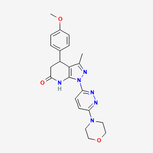 molecular formula C22H24N6O3 B3732130 4-(4-methoxyphenyl)-3-methyl-1-[6-(4-morpholinyl)-3-pyridazinyl]-1,4,5,7-tetrahydro-6H-pyrazolo[3,4-b]pyridin-6-one 