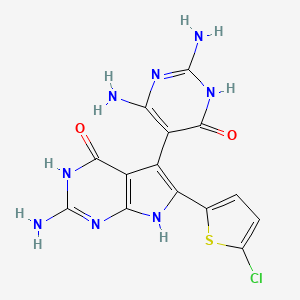 molecular formula C14H11ClN8O2S B3732149 2-amino-6-(5-chloro-2-thienyl)-5-(2,4-diamino-6-oxo-1,6-dihydropyrimidin-5-yl)-3,7-dihydro-4H-pyrrolo[2,3-d]pyrimidin-4-one 