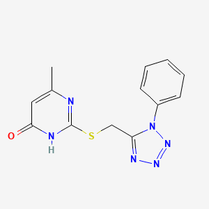 molecular formula C13H12N6OS B3732184 6-methyl-2-{[(1-phenyl-1H-tetrazol-5-yl)methyl]thio}-4(3H)-pyrimidinone 