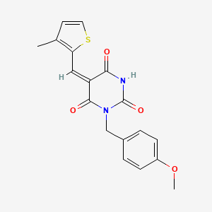 molecular formula C18H16N2O4S B3732200 1-(4-methoxybenzyl)-5-[(3-methyl-2-thienyl)methylene]-2,4,6(1H,3H,5H)-pyrimidinetrione 