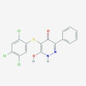 molecular formula C16H9Cl3N2O2S B373223 6-hydroxy-3-phenyl-5-(2,4,5-trichlorophenyl)sulfanyl-1H-pyridazin-4-one 