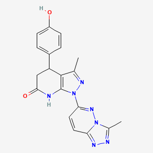 molecular formula C19H17N7O2 B3732230 4-(4-hydroxyphenyl)-3-methyl-1-(3-methyl[1,2,4]triazolo[4,3-b]pyridazin-6-yl)-1,4,5,7-tetrahydro-6H-pyrazolo[3,4-b]pyridin-6-one 