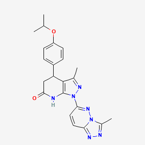 molecular formula C22H23N7O2 B3732262 4-(4-isopropoxyphenyl)-3-methyl-1-(3-methyl[1,2,4]triazolo[4,3-b]pyridazin-6-yl)-1,4,5,7-tetrahydro-6H-pyrazolo[3,4-b]pyridin-6-one 