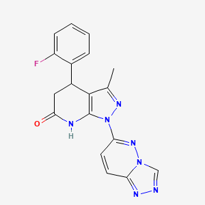 molecular formula C18H14FN7O B3732269 4-(2-fluorophenyl)-3-methyl-1-[1,2,4]triazolo[4,3-b]pyridazin-6-yl-1,4,5,7-tetrahydro-6H-pyrazolo[3,4-b]pyridin-6-one 