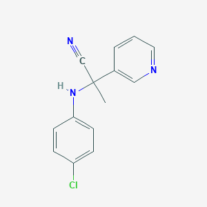 molecular formula C14H12ClN3 B373227 2-(4-Chloroanilino)-2-(3-pyridinyl)propanenitrile 