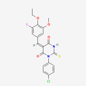 molecular formula C20H16ClIN2O4S B3732283 1-(4-chlorophenyl)-5-(4-ethoxy-3-iodo-5-methoxybenzylidene)-2-thioxodihydro-4,6(1H,5H)-pyrimidinedione 