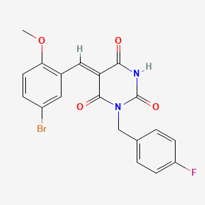 molecular formula C19H14BrFN2O4 B3732284 5-(5-bromo-2-methoxybenzylidene)-1-(4-fluorobenzyl)-2,4,6(1H,3H,5H)-pyrimidinetrione 