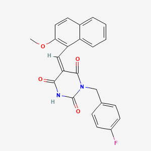 molecular formula C23H17FN2O4 B3732292 1-(4-fluorobenzyl)-5-[(2-methoxy-1-naphthyl)methylene]-2,4,6(1H,3H,5H)-pyrimidinetrione 