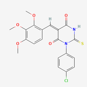 molecular formula C20H17ClN2O5S B3732334 1-(4-chlorophenyl)-2-thioxo-5-(2,3,4-trimethoxybenzylidene)dihydro-4,6(1H,5H)-pyrimidinedione 