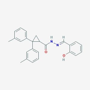 molecular formula C25H24N2O2 B3732340 N'-(2-hydroxybenzylidene)-2,2-bis(3-methylphenyl)cyclopropanecarbohydrazide 