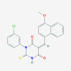 molecular formula C22H15ClN2O3S B3732354 1-(3-chlorophenyl)-5-[(4-methoxy-1-naphthyl)methylene]-2-thioxodihydro-4,6(1H,5H)-pyrimidinedione 