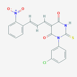 1-(3-chlorophenyl)-5-[3-(2-nitrophenyl)-2-propen-1-ylidene]-2-thioxodihydro-4,6(1H,5H)-pyrimidinedione