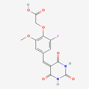 molecular formula C14H11IN2O7 B3732430 {2-iodo-6-methoxy-4-[(2,4,6-trioxotetrahydro-5(2H)-pyrimidinylidene)methyl]phenoxy}acetic acid 