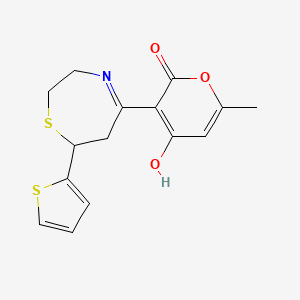 4-hydroxy-6-methyl-3-[7-(2-thienyl)-2,3,6,7-tetrahydro-1,4-thiazepin-5-yl]-2H-pyran-2-one