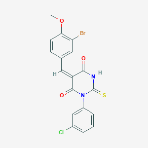 molecular formula C18H12BrClN2O3S B3732470 5-(3-bromo-4-methoxybenzylidene)-1-(3-chlorophenyl)-2-thioxodihydro-4,6(1H,5H)-pyrimidinedione 