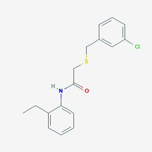 molecular formula C17H18ClNOS B3732506 2-[(3-chlorobenzyl)thio]-N-(2-ethylphenyl)acetamide 