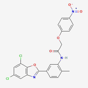 molecular formula C22H15Cl2N3O5 B3732514 N-[5-(5,7-dichloro-1,3-benzoxazol-2-yl)-2-methylphenyl]-2-(4-nitrophenoxy)acetamide 