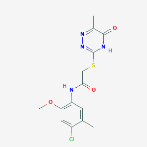 molecular formula C14H15ClN4O3S B3732587 N-(4-chloro-2-methoxy-5-methylphenyl)-2-[(6-methyl-5-oxo-4,5-dihydro-1,2,4-triazin-3-yl)thio]acetamide 