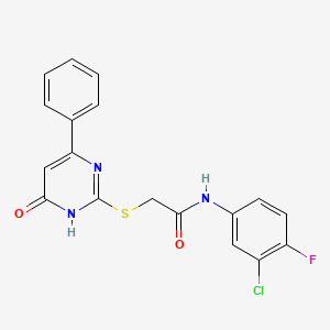 molecular formula C18H13ClFN3O2S B3732607 N-(3-chloro-4-fluorophenyl)-2-[(6-oxo-4-phenyl-1,6-dihydro-2-pyrimidinyl)thio]acetamide 