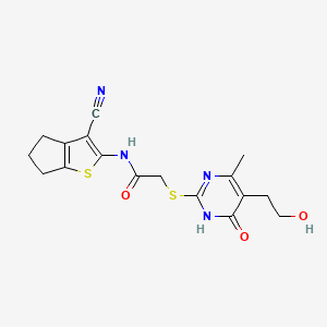 N-(3-cyano-5,6-dihydro-4H-cyclopenta[b]thien-2-yl)-2-{[5-(2-hydroxyethyl)-4-methyl-6-oxo-1,6-dihydro-2-pyrimidinyl]thio}acetamide