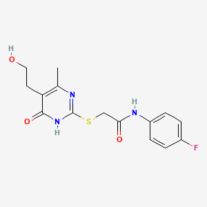 N-(4-fluorophenyl)-2-{[5-(2-hydroxyethyl)-4-methyl-6-oxo-1,6-dihydro-2-pyrimidinyl]thio}acetamide