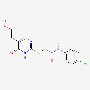 molecular formula C15H16ClN3O3S B3732618 N-(4-chlorophenyl)-2-{[5-(2-hydroxyethyl)-4-methyl-6-oxo-1,6-dihydro-2-pyrimidinyl]thio}acetamide 