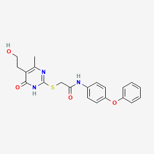 2-{[5-(2-hydroxyethyl)-4-methyl-6-oxo-1,6-dihydro-2-pyrimidinyl]thio}-N-(4-phenoxyphenyl)acetamide