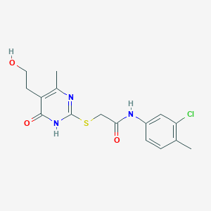 molecular formula C16H18ClN3O3S B3732631 N-(3-chloro-4-methylphenyl)-2-{[5-(2-hydroxyethyl)-4-methyl-6-oxo-1,6-dihydro-2-pyrimidinyl]thio}acetamide 