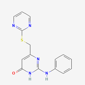 molecular formula C15H13N5OS B3732723 2-anilino-6-[(2-pyrimidinylthio)methyl]-4(3H)-pyrimidinone 