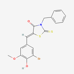 molecular formula C18H14BrNO3S2 B3732730 3-benzyl-5-(3-bromo-4-hydroxy-5-methoxybenzylidene)-2-thioxo-1,3-thiazolidin-4-one 