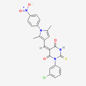 molecular formula C23H17ClN4O4S B3732750 1-(3-chlorophenyl)-5-{[2,5-dimethyl-1-(4-nitrophenyl)-1H-pyrrol-3-yl]methylene}-2-thioxodihydro-4,6(1H,5H)-pyrimidinedione 