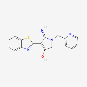 molecular formula C17H14N4OS B3732772 5-amino-4-(1,3-benzothiazol-2-yl)-1-(2-pyridinylmethyl)-1,2-dihydro-3H-pyrrol-3-one 