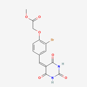 molecular formula C14H11BrN2O6 B3732779 methyl {2-bromo-4-[(2,4,6-trioxotetrahydro-5(2H)-pyrimidinylidene)methyl]phenoxy}acetate 