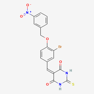 molecular formula C18H12BrN3O5S B3732781 5-{3-bromo-4-[(3-nitrobenzyl)oxy]benzylidene}-2-thioxodihydro-4,6(1H,5H)-pyrimidinedione 
