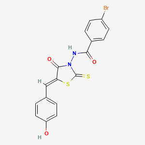 molecular formula C17H11BrN2O3S2 B3732786 4-bromo-N-[5-(4-hydroxybenzylidene)-4-oxo-2-thioxo-1,3-thiazolidin-3-yl]benzamide 