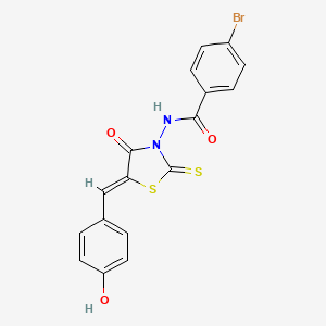 4-bromo-N-[(5Z)-5-[(4-hydroxyphenyl)methylidene]-4-oxo-2-sulfanylidene-1,3-thiazolidin-3-yl]benzamide