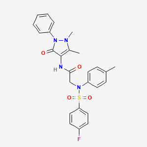 molecular formula C26H25FN4O4S B3732799 N~1~-(1,5-dimethyl-3-oxo-2-phenyl-2,3-dihydro-1H-pyrazol-4-yl)-N~2~-[(4-fluorophenyl)sulfonyl]-N~2~-(4-methylphenyl)glycinamide 