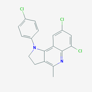 molecular formula C18H13Cl3N2 B373285 1-(4-Chlorophenyl)-4-methyl-6,8-dichloro-2,3-dihydro-1H-pyrrolo[3,2-c]quinoline 