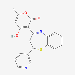 molecular formula C20H16N2O3S B3732921 4-hydroxy-6-methyl-3-[2-(3-pyridinyl)-2,3-dihydro-1,5-benzothiazepin-4-yl]-2H-pyran-2-one 