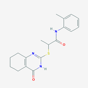 molecular formula C18H21N3O2S B3733012 N-(2-methylphenyl)-2-[(4-oxo-3,4,5,6,7,8-hexahydro-2-quinazolinyl)thio]propanamide 