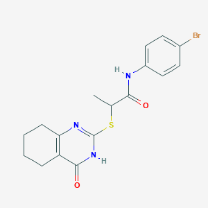 molecular formula C17H18BrN3O2S B3733026 N-(4-bromophenyl)-2-[(4-oxo-3,4,5,6,7,8-hexahydro-2-quinazolinyl)thio]propanamide 