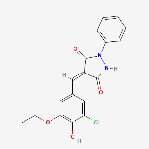 molecular formula C18H15ClN2O4 B3733106 4-(3-chloro-5-ethoxy-4-hydroxybenzylidene)-1-phenyl-3,5-pyrazolidinedione 