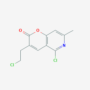 molecular formula C11H9Cl2NO2 B373313 5-Chloro-3-(2-chloroethyl)-7-methylpyrano[3,2-c]pyridin-2-one 